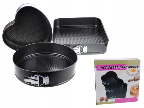 Zestaw 3 kształtnych form do pieczenia – serce, koło, kwadrat