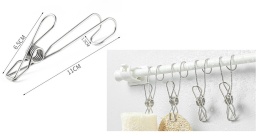 Haczyk metalowy z klamrą 11x6,5x1,5 cm - kpl 6 szt