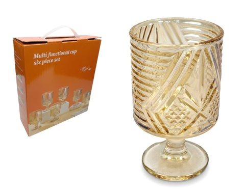 Kieliszek szklany na nóżce w kolorze BURSZTYNU 11x6,5 cm 200 ml
