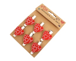 Klamerki. klipsy ozdobne SERCA kpl 6 szt 5 cm