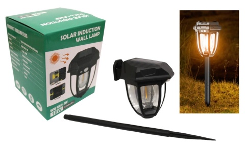 Lampa solarna z ŻARÓWKĄ 15x14x12 cm CZARNA