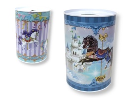 Skarbonka, puszka metalowa KUCYK 15x10 cm MIX WZORÓW