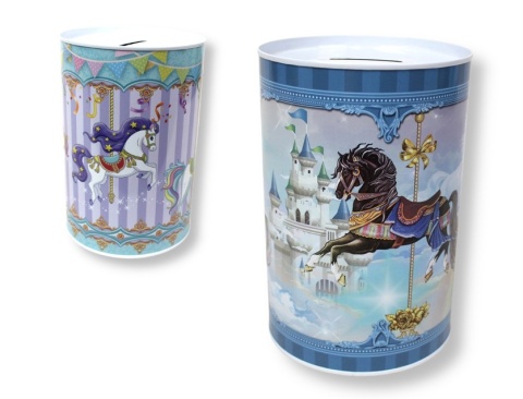 Skarbonka, puszka metalowa KUCYK 15x10 cm MIX WZORÓW