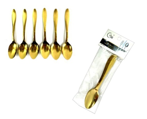 Sztućce łyżeczki ZŁOTE 14 cm - kpl 6 szt