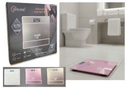 Waga elektroniczna łazienkowa szklana do 180 kg 26x26 cm MIX KOLOR