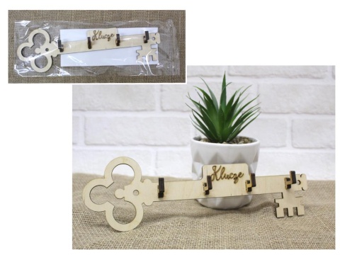Wieszak drewniany na klucze 31x9,5x2,5 cm - KLUCZ